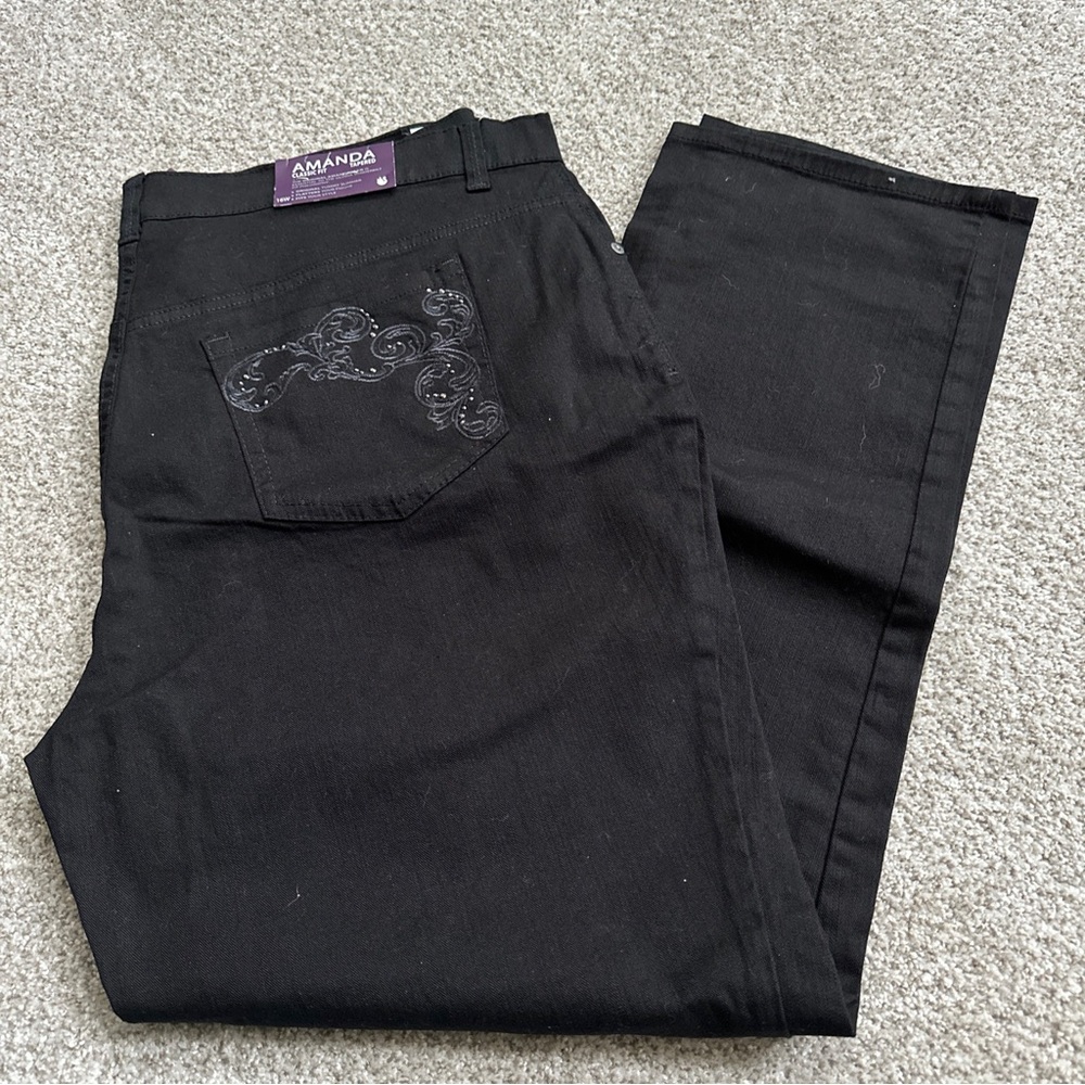 womens plus Amanda jeans black 16W lassic fit tapered